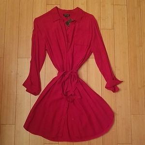 Red Buttom Up TopShop Dress